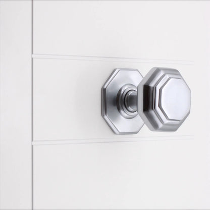 Octagonal Centre Door Knob Satin Chrome Home Decor 