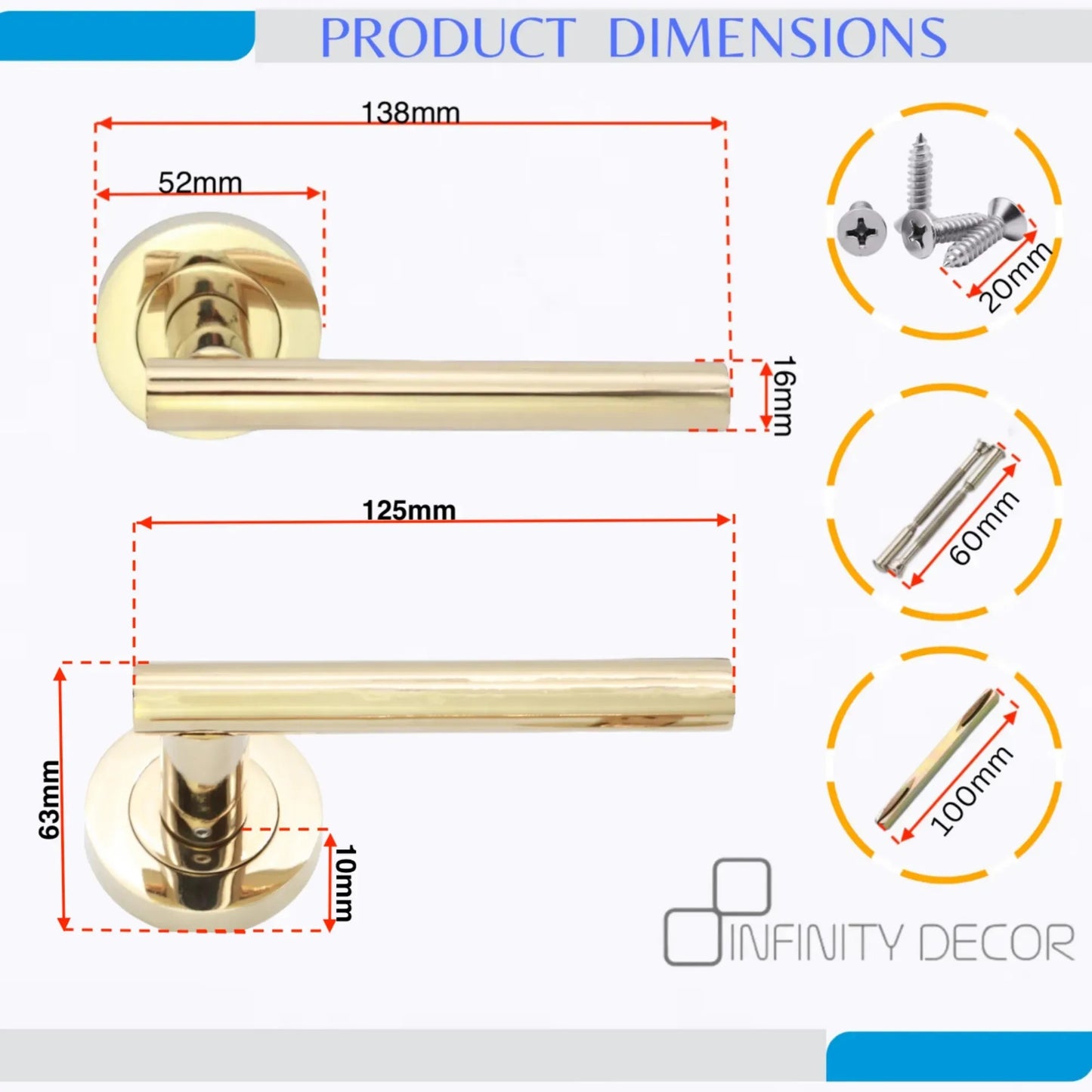 PVD Brass Lever Door Handle Latch Pack Home Decor 