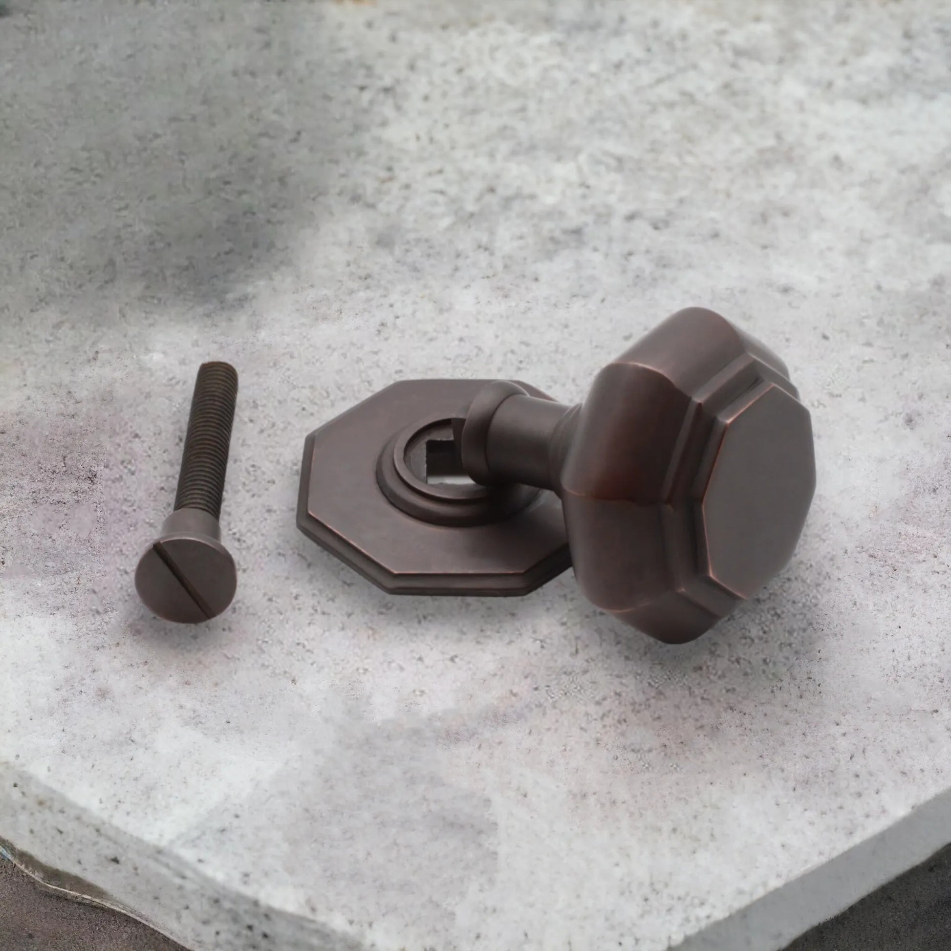 Octagonal Centre Door Knob Aged Bronze Home Decor