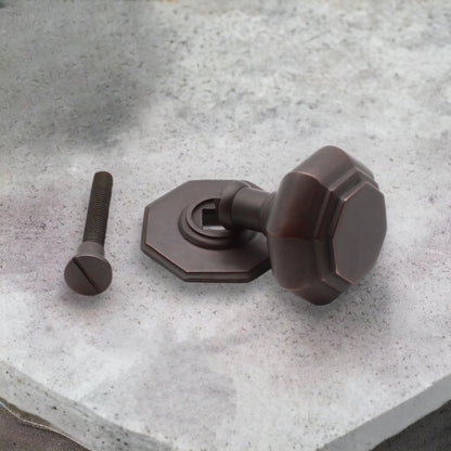 Octagonal Centre Door Knob Aged Bronze Home Decor