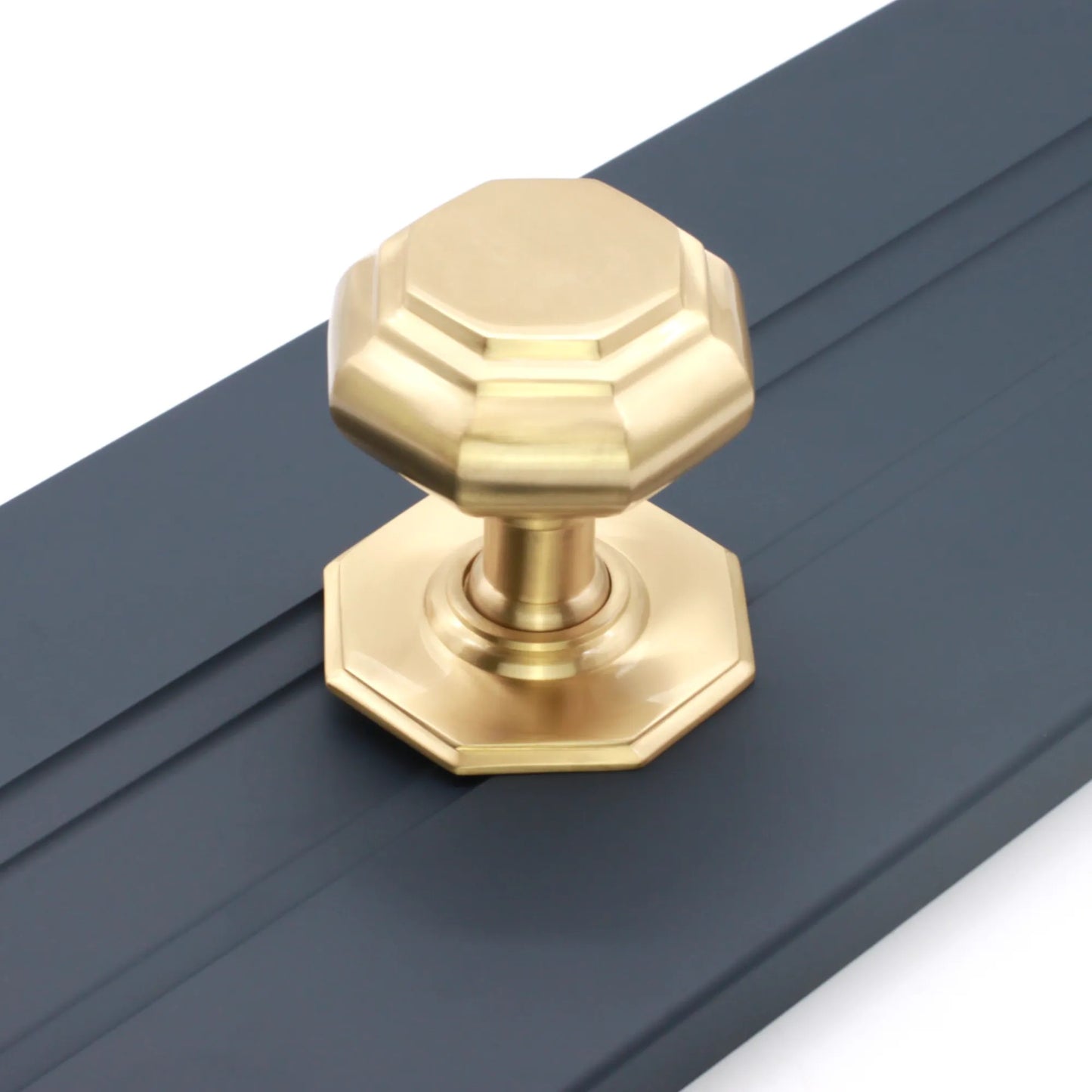 Octagonal Centre Door Knob Satin Brass