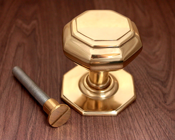 Polished Brass Octagonal Centre Door Knob Home Decor