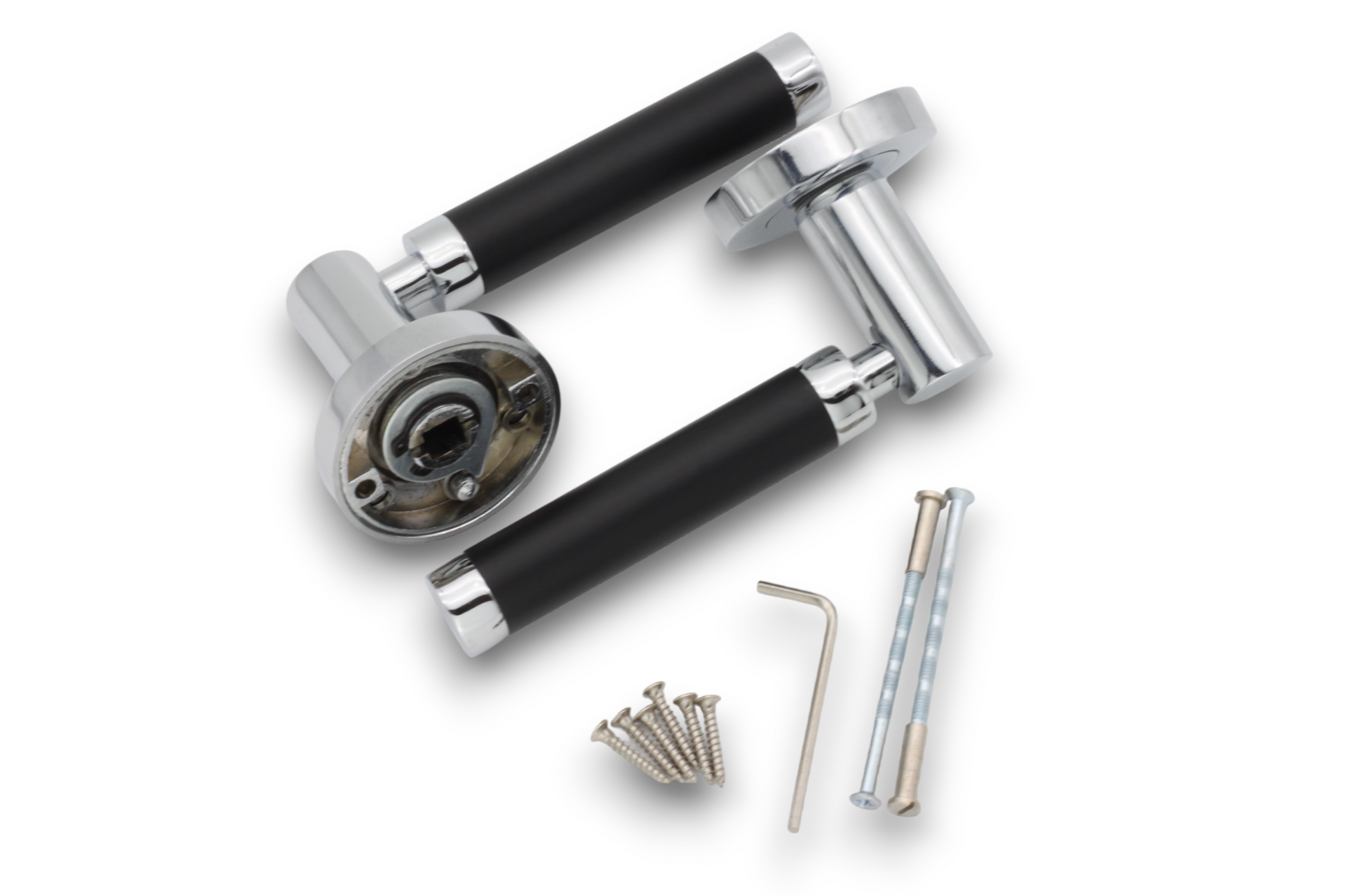 Dual Tone Black/Chrome Lever Door Handle Home Decor 