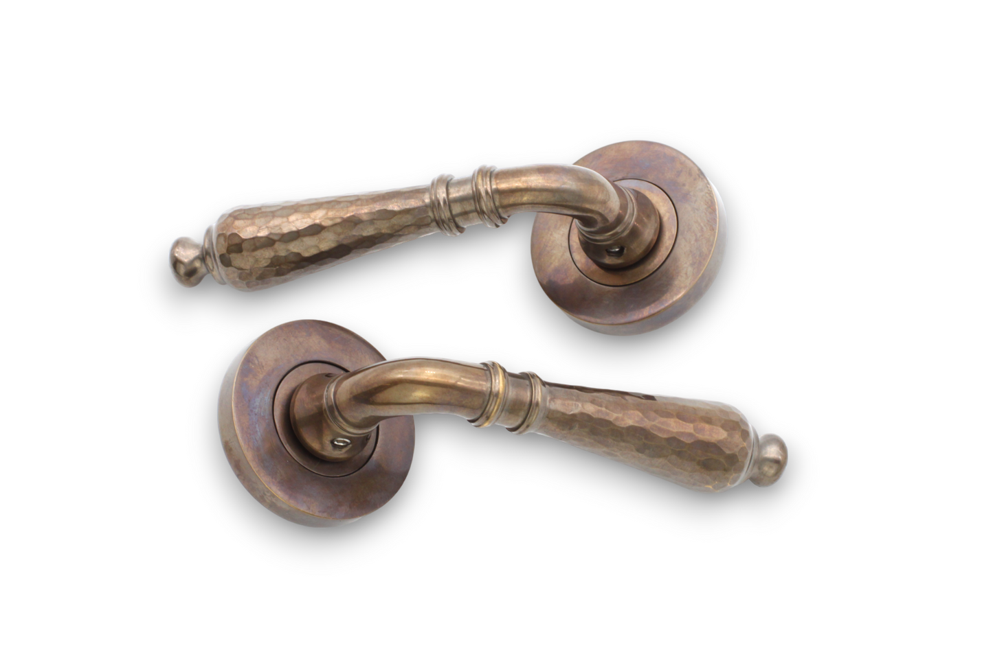 Hammered Hazel Lever on Rose Antique