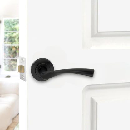 Matt Black Lever on Rose Lock Pack Home Decor  