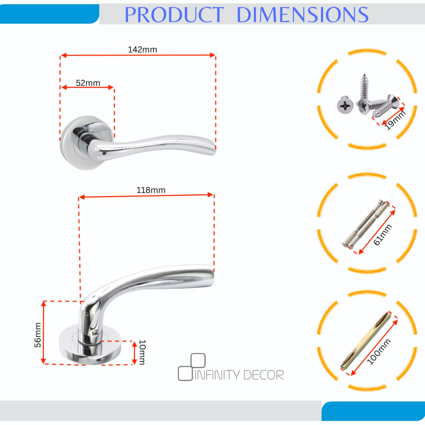 Polished Chrome Lever Door Handle Home Decor 