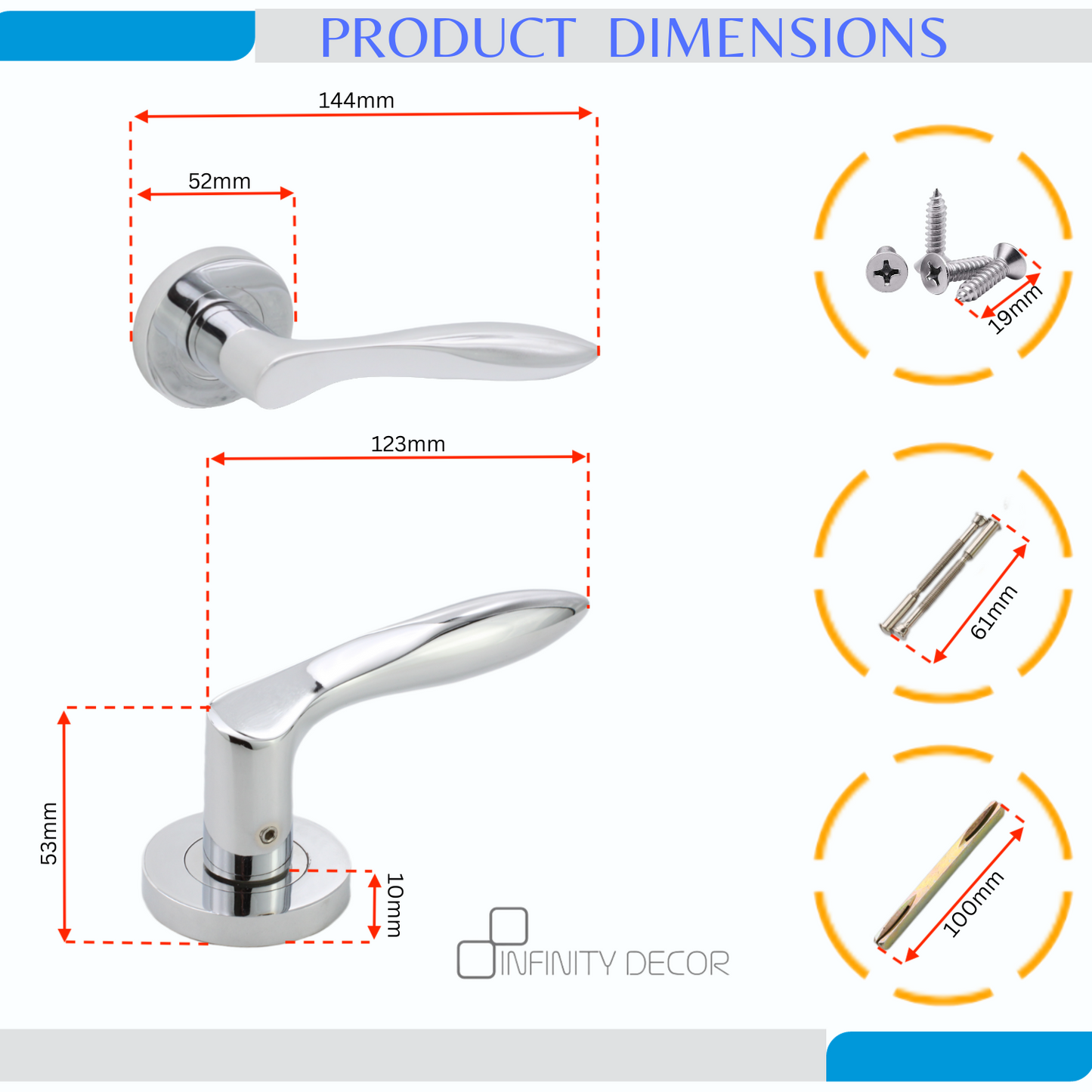 Polished Chrome Lever Door Handle Home Decor 