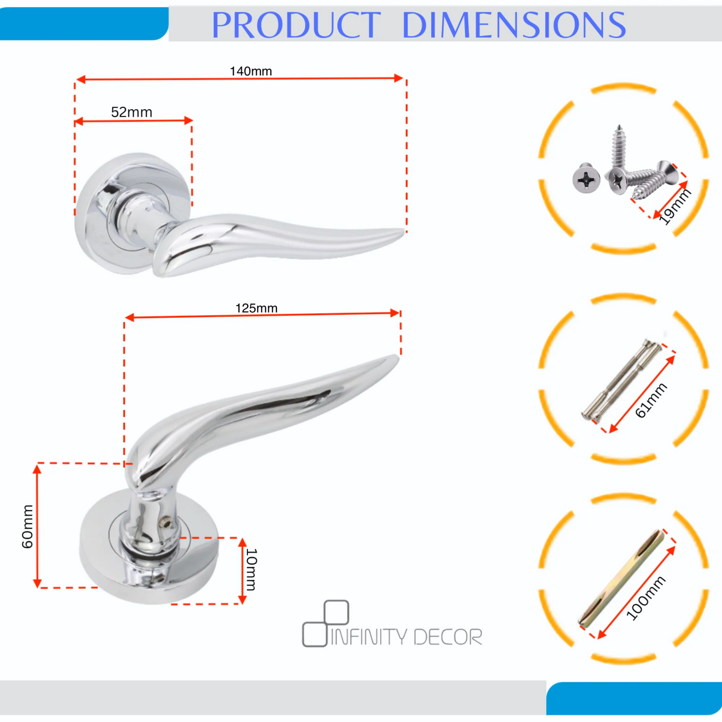 Polished Chrome Lever Door Handle Home Decor 