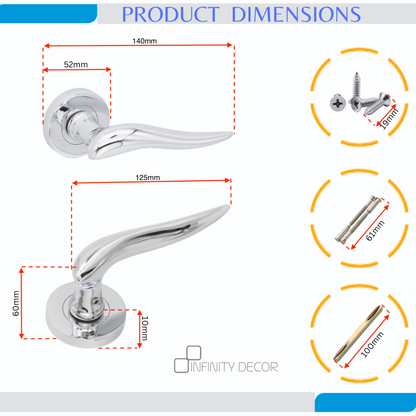 Polished Chrome Lever Door Handle Home Decor 