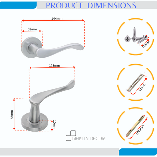 Rosalie Hebel-Türgriff, satiniertes Chrom