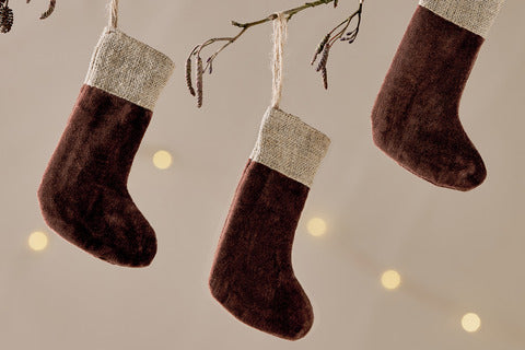 Karru Cotton Velvet Mini Stocking Rich Mocha (Set of 3)