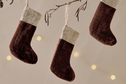 Karru Cotton Velvet Mini Stocking Rich Mocha (Set of 3)