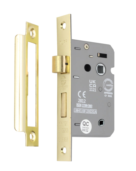 2.5" CE 3 Lever Bathroom Lock FD60 - Electro Brass