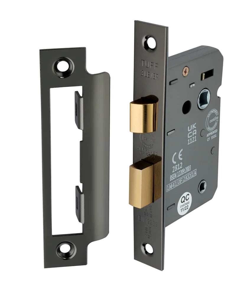 3" CE 3 Lever Bathroom Lock FD60 - Black Nickel