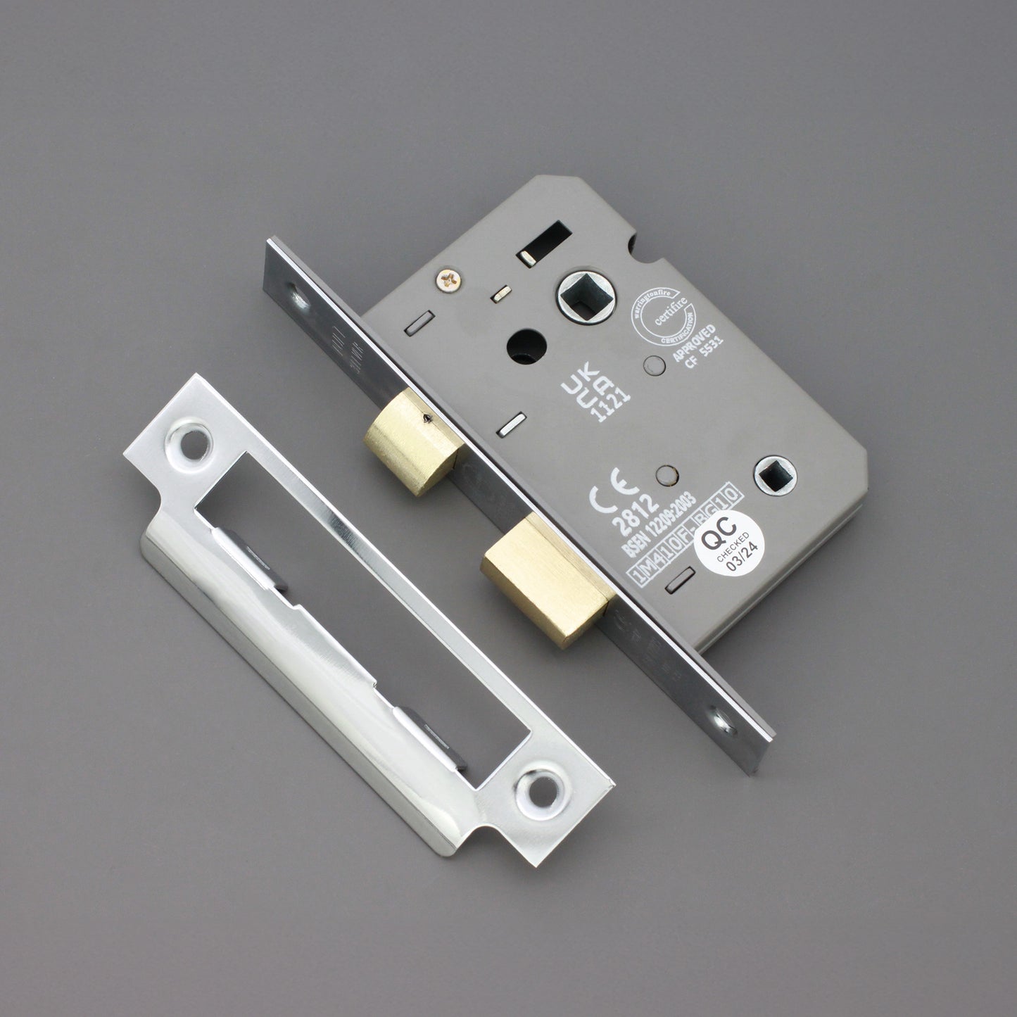 Serrure de salle de bain à 3 leviers FD60, 3 pouces, homologuée CE - Nickelée