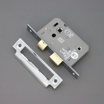 Serrure de salle de bain à 3 leviers FD60, 3 pouces, homologuée CE - Nickelée