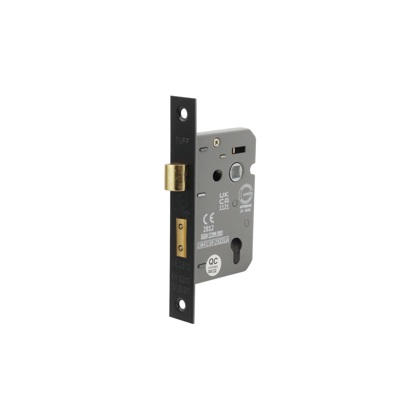 2.5" CE Euro Profile Mortice Sash Lock - Matt Black