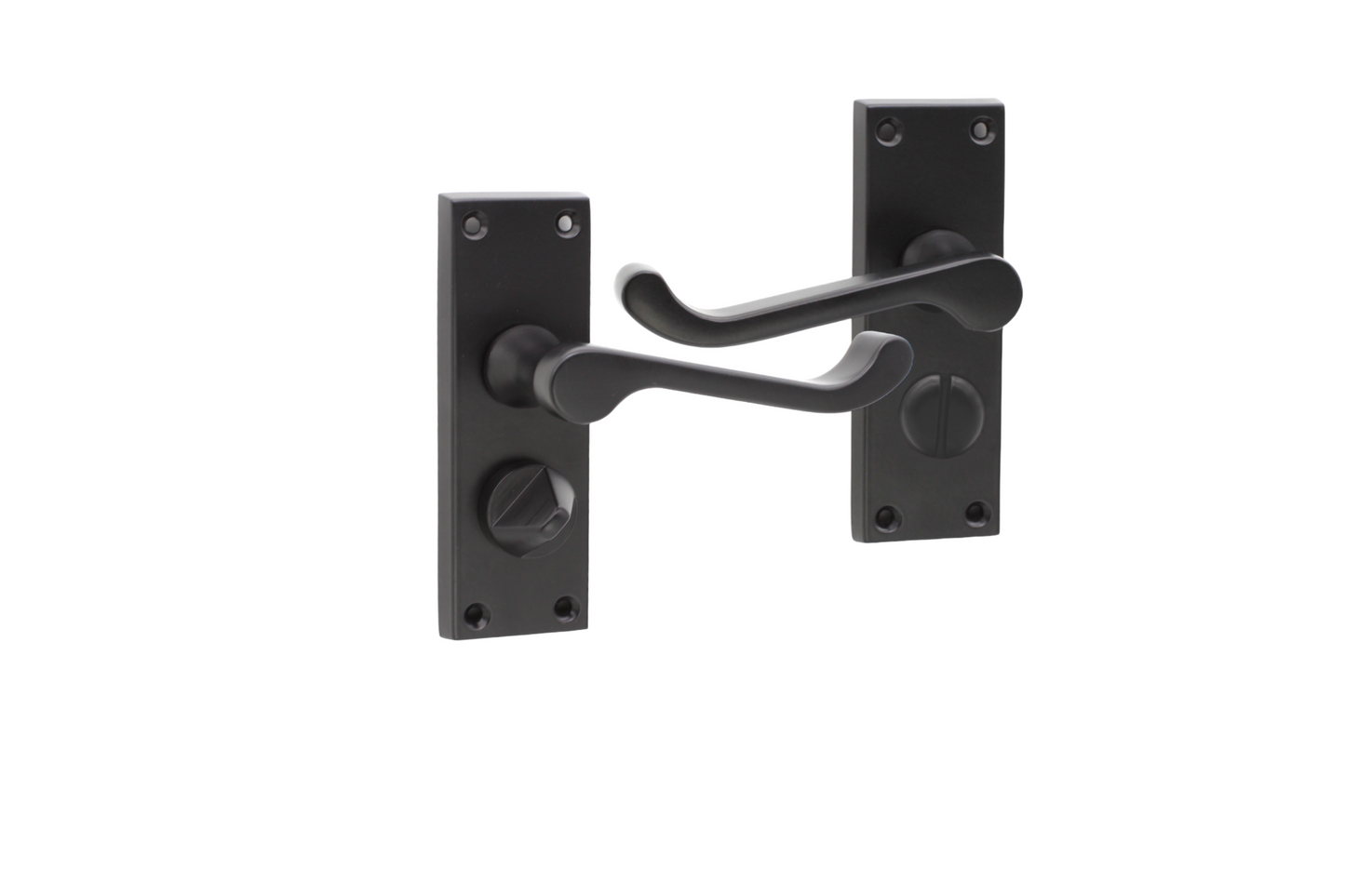 Victorian Scroll Privacy Lever Handle 115mm Matt Black