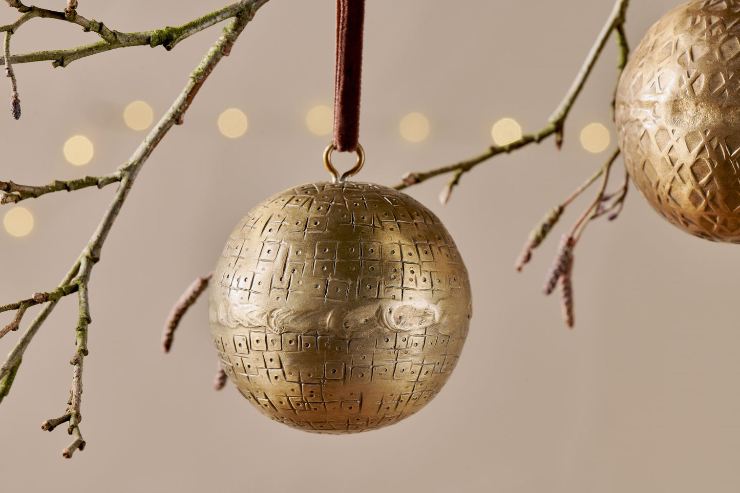 Manya Metal Round Baubles Brass - (Set of 3)