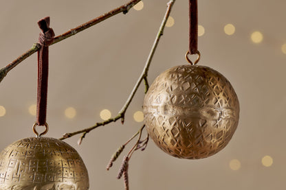 Manya Metal Round Baubles Brass - (Set of 3)