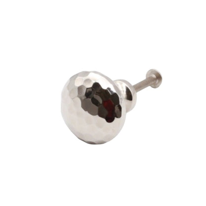 Bouton de placard en forme de champignon martelé, 32 mm, nickel poli