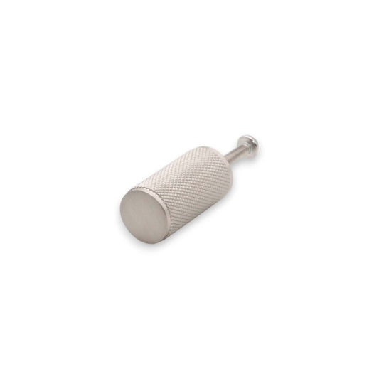 Knurled Cylinder Cupboard Pull Satin Silver