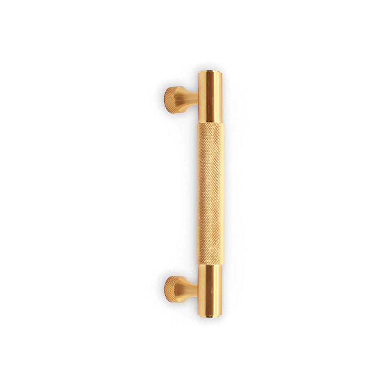 Knurled Bar Handles Small Satin Brass