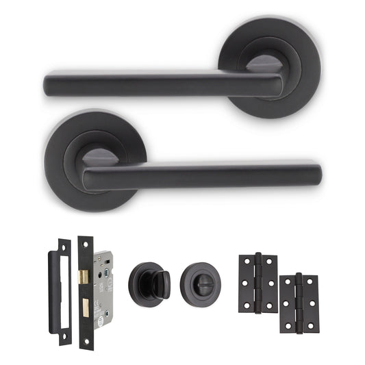 Drox Lever on Rose Matt Black Bath Pack