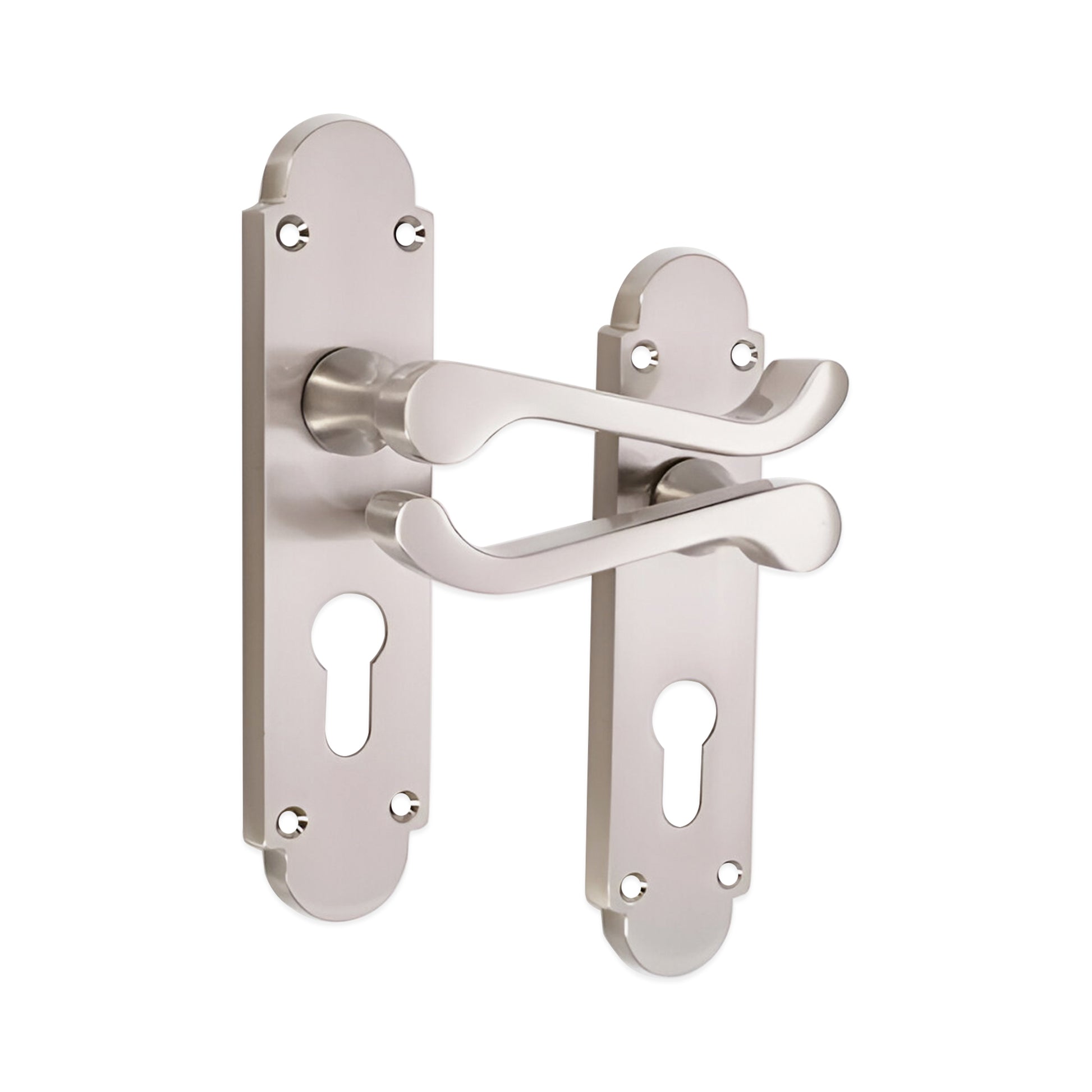 Satin Nickel Lever on Backplate Euro Home Decor  