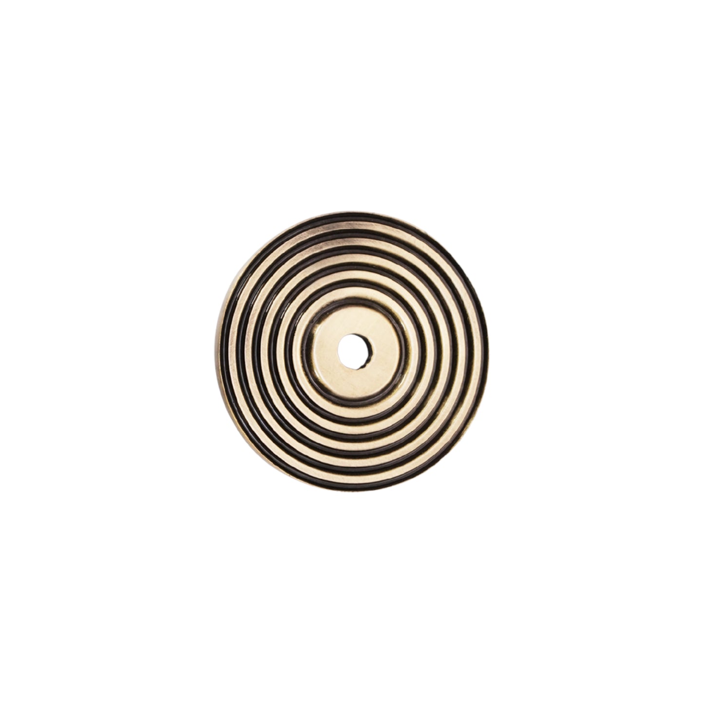Reeded Round Backplate for Cupboard Knobs Antique Brass