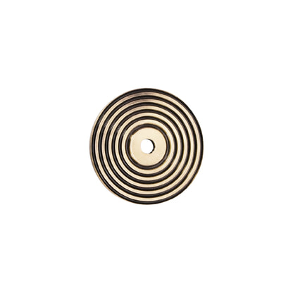 Reeded Round Backplate for Cupboard Knobs Antique Brass