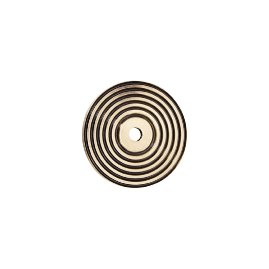 Reeded Round Backplate for Cupboard Knobs Antique Brass