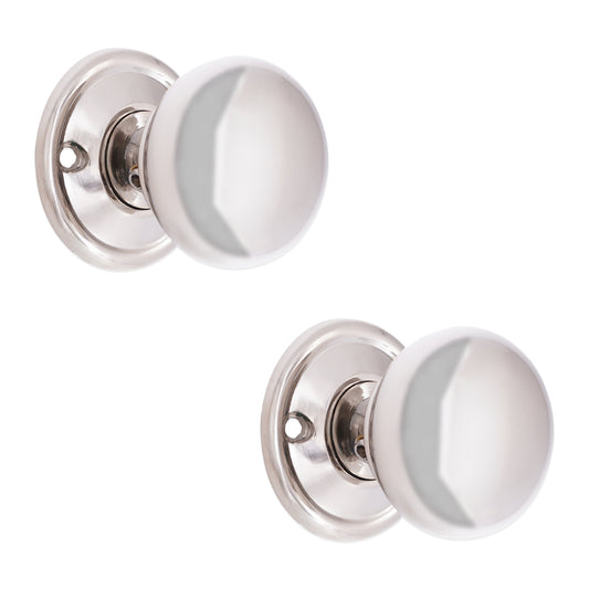 Cottage Small 40mm Rim/Mortice Door Knob Polished Nickel