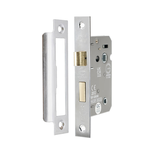 2.5" CE 3 Lever Bathroom Lock FD60 - Satin Chrome