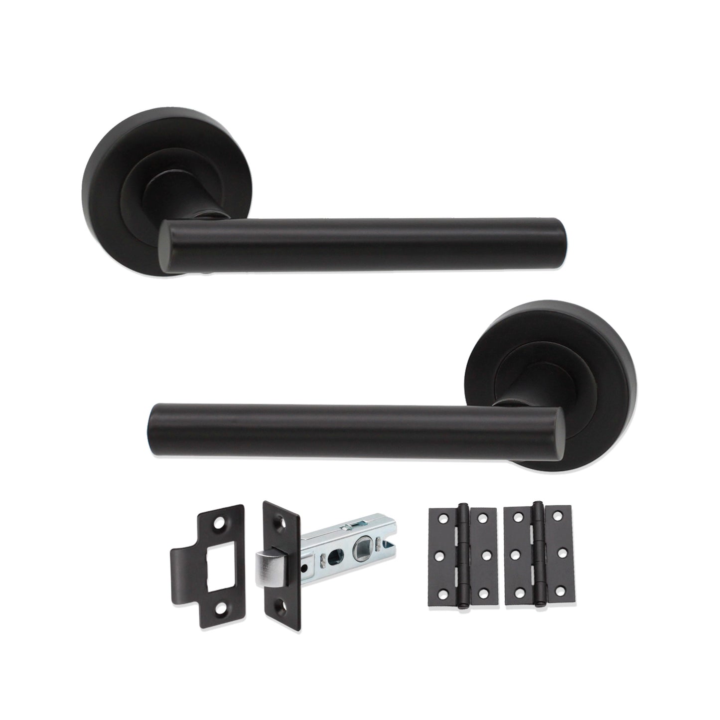 Matt Black Lever on Rose Latch Pack Home Decor 