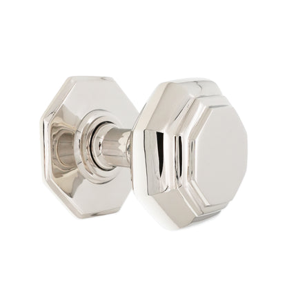 Octagonal Centre Door Knob Polished Nickel Home Decor