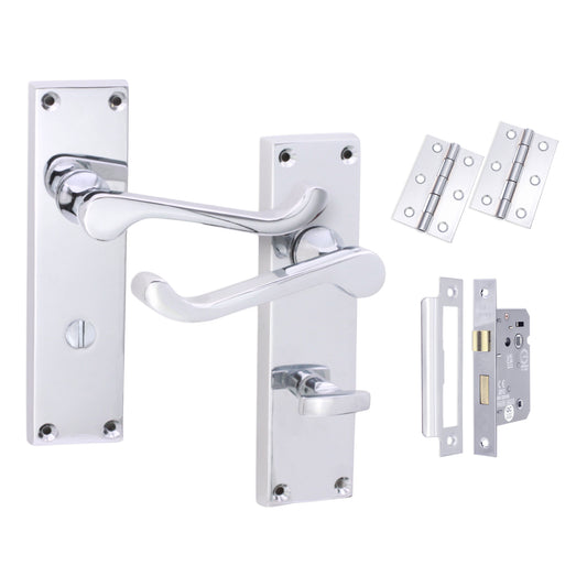 Victorian Scroll Bathroom Lever Handle 150mm Bath Pack Polished Chrome
