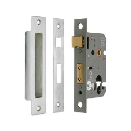 2.5" CE Euro Profile Mortice Sash Lock - Nickel Plated