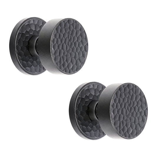Hammered Knurlmond Mortice Door Knob Matt Black
