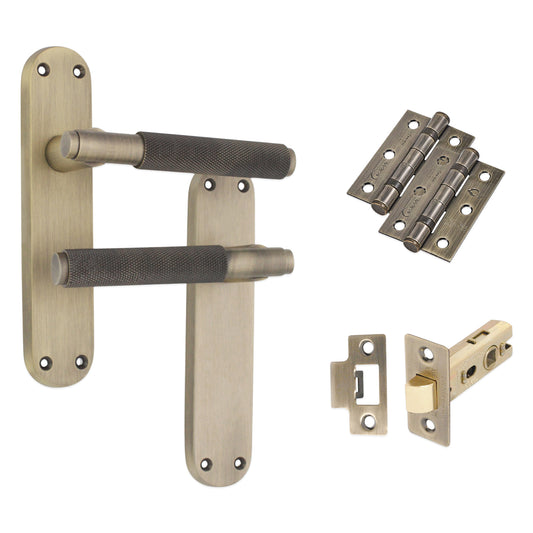 Connaught Knurled Lever on Backplate Latch Pack Matt Antique