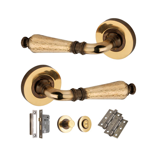 Hammered Hazel Lever on Rose Aged Brass Bath Pack