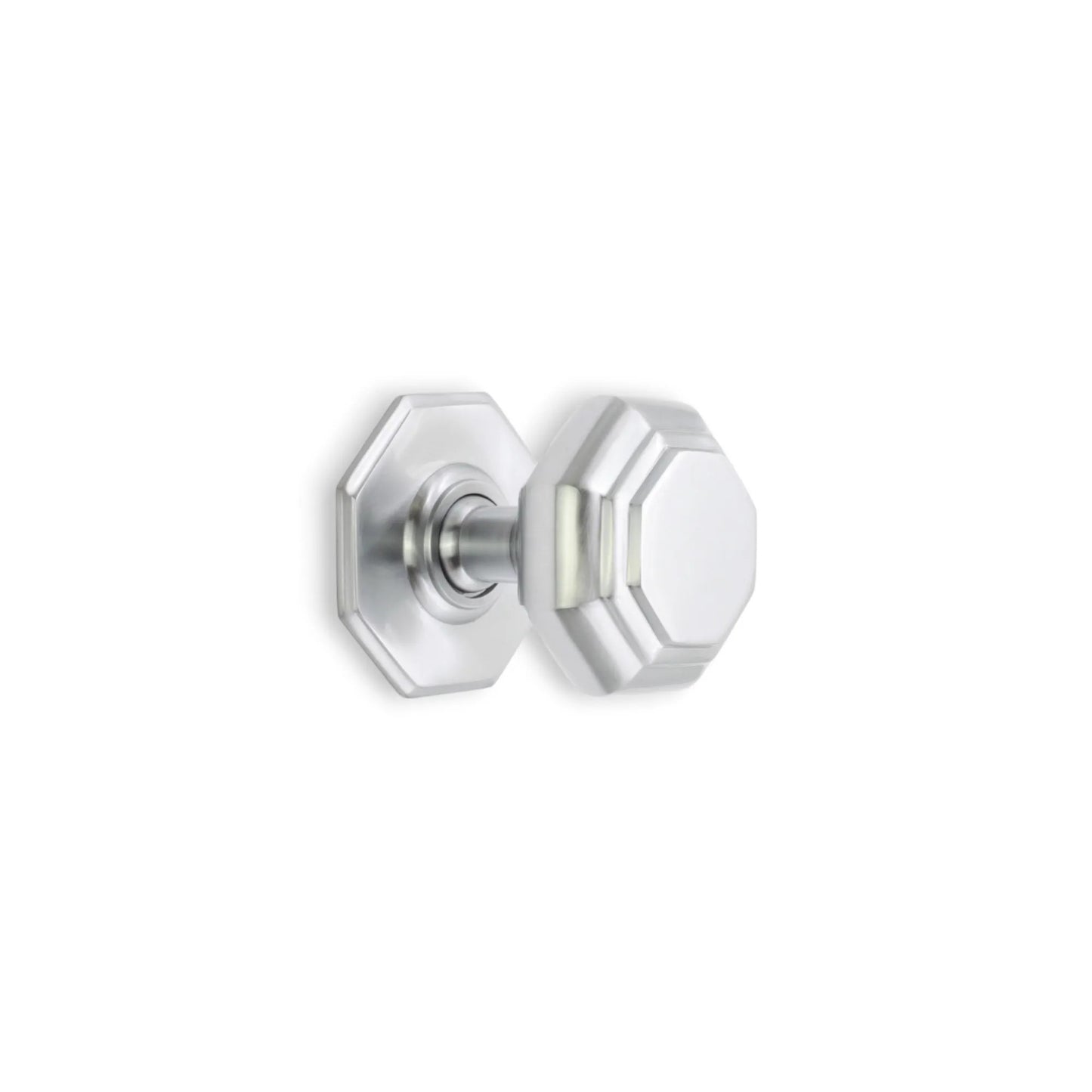 Octagonal Centre Door Knob Satin Chrome Home Decor 