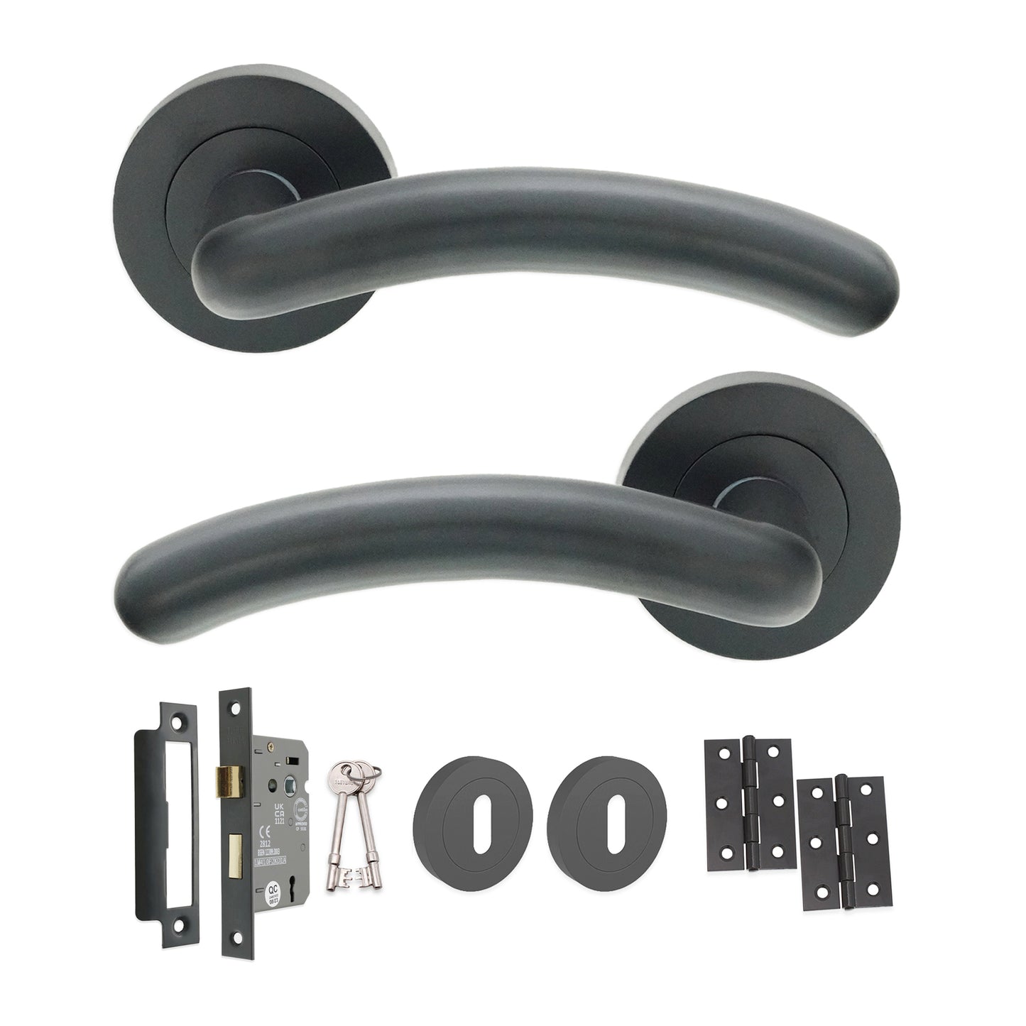 Lever Door Handle Gunmetal Grey Lock Pack Home Decor 