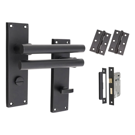 Jura Lever on Backplate Bathroom Pack Matt Black