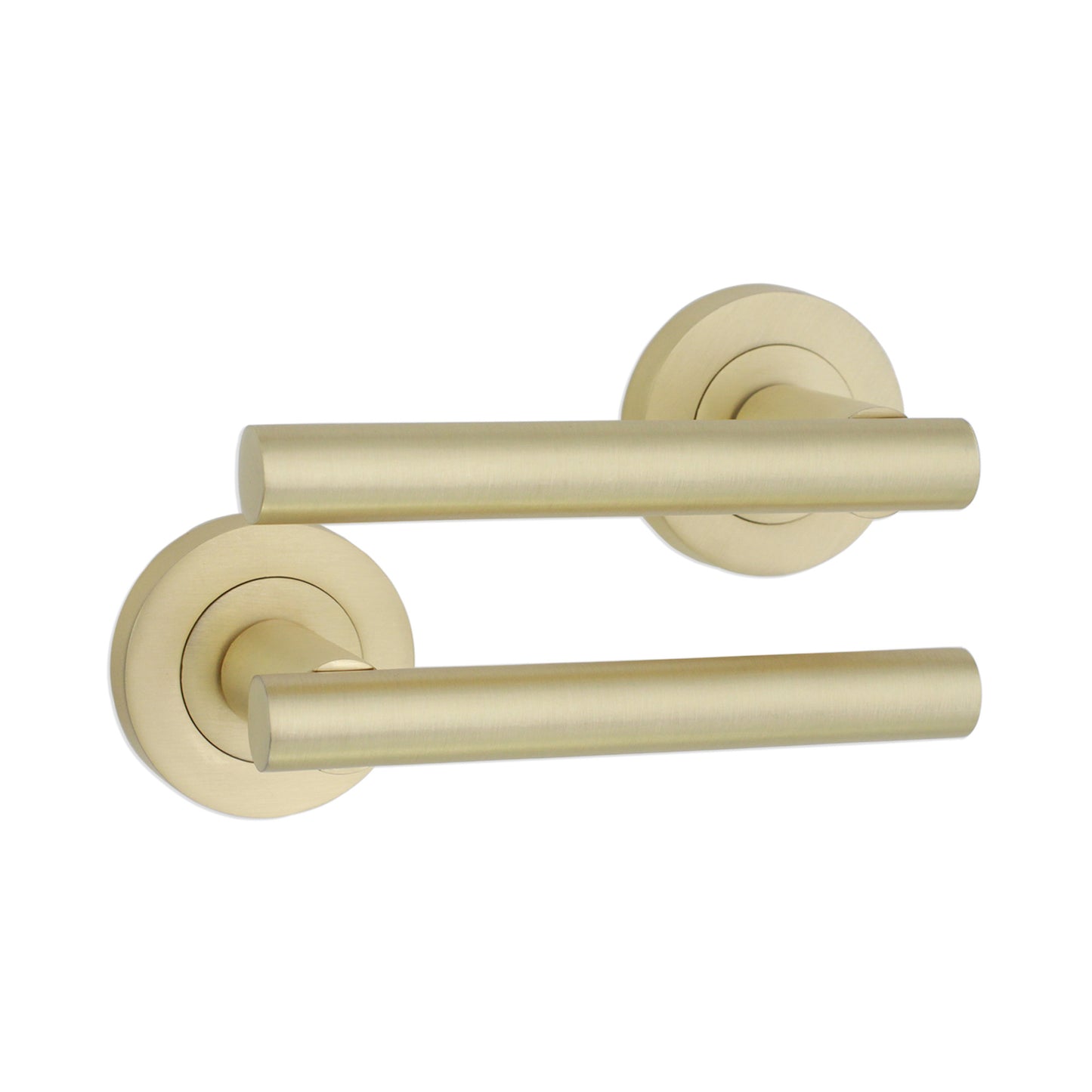 Jura lever door handles satin brass home decor