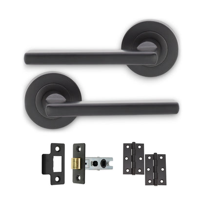 Matt Black Lever on Rose Latch Pack Home Decor