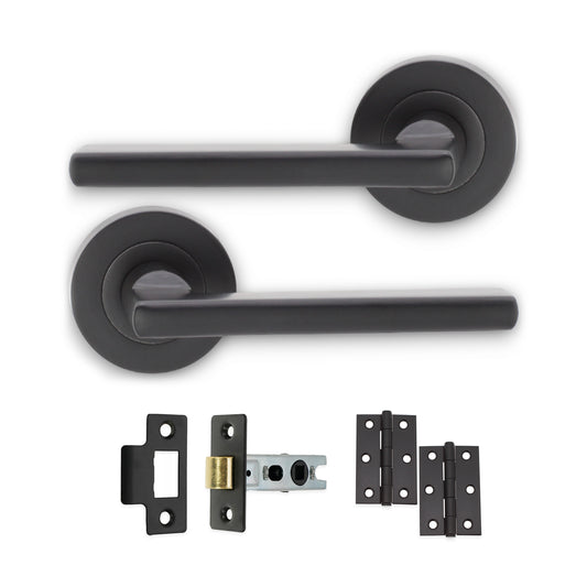 Drox Lever on Rose Matt Black Latch Pack