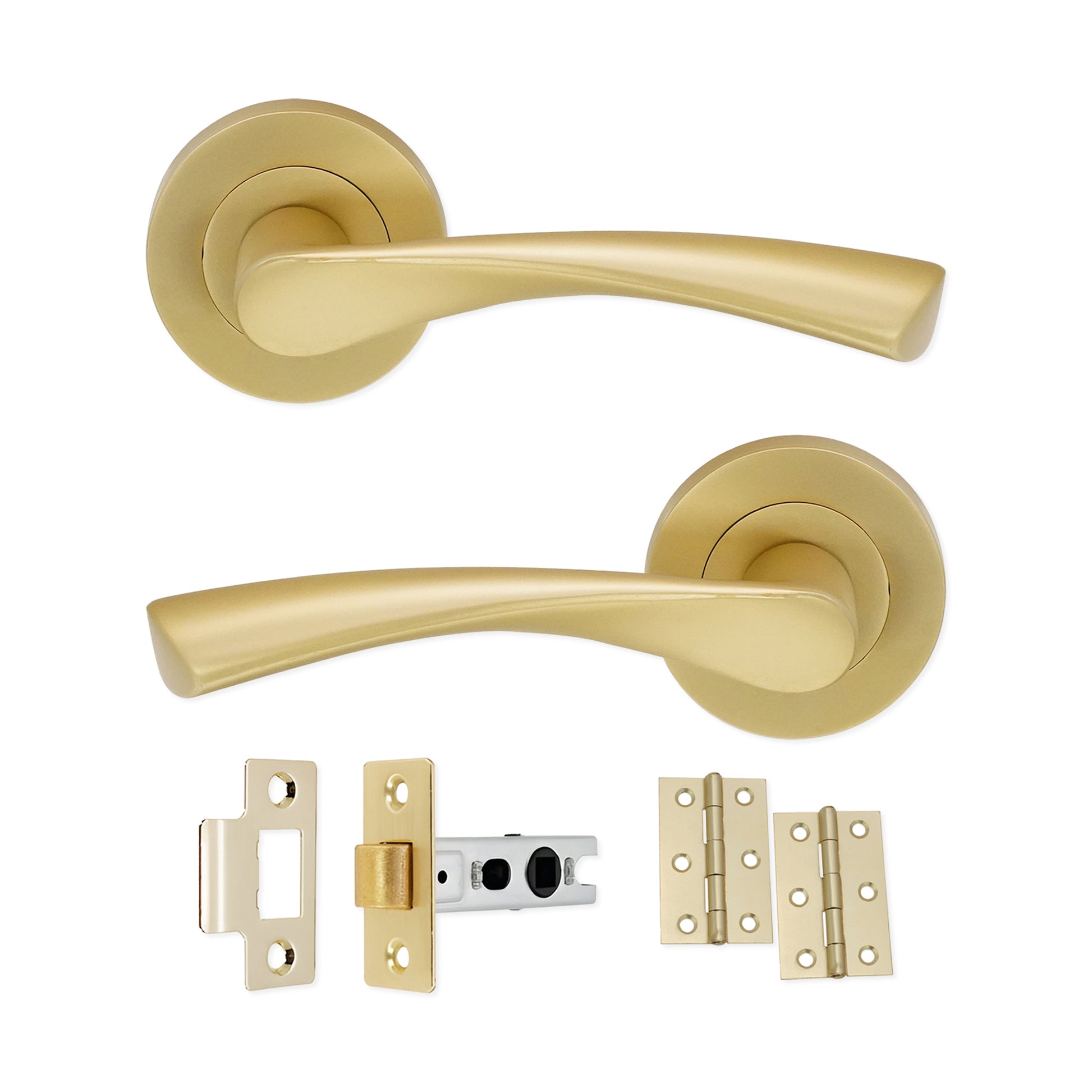 Satin Brass Lever Door Handle Home Decor 
