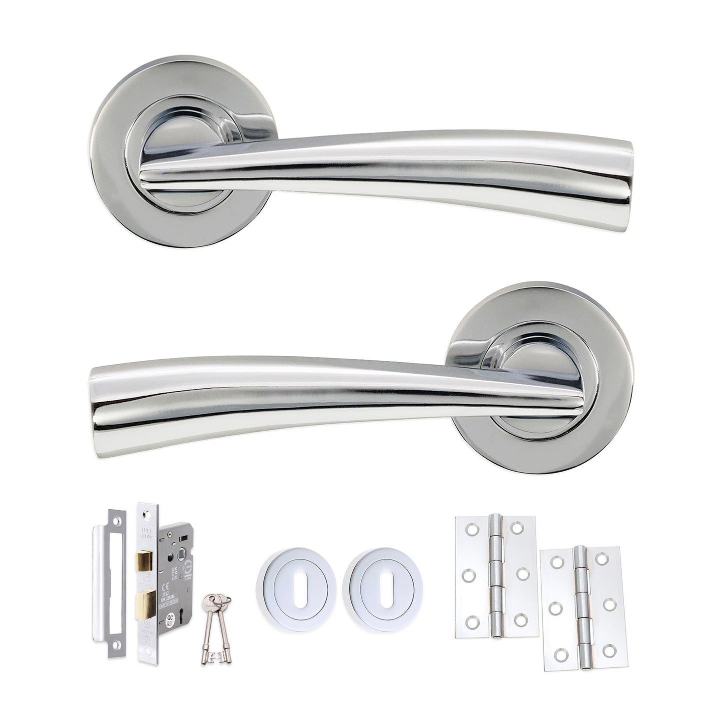 Polished Chrome Lever on Rose Lock Pack Home Decor   