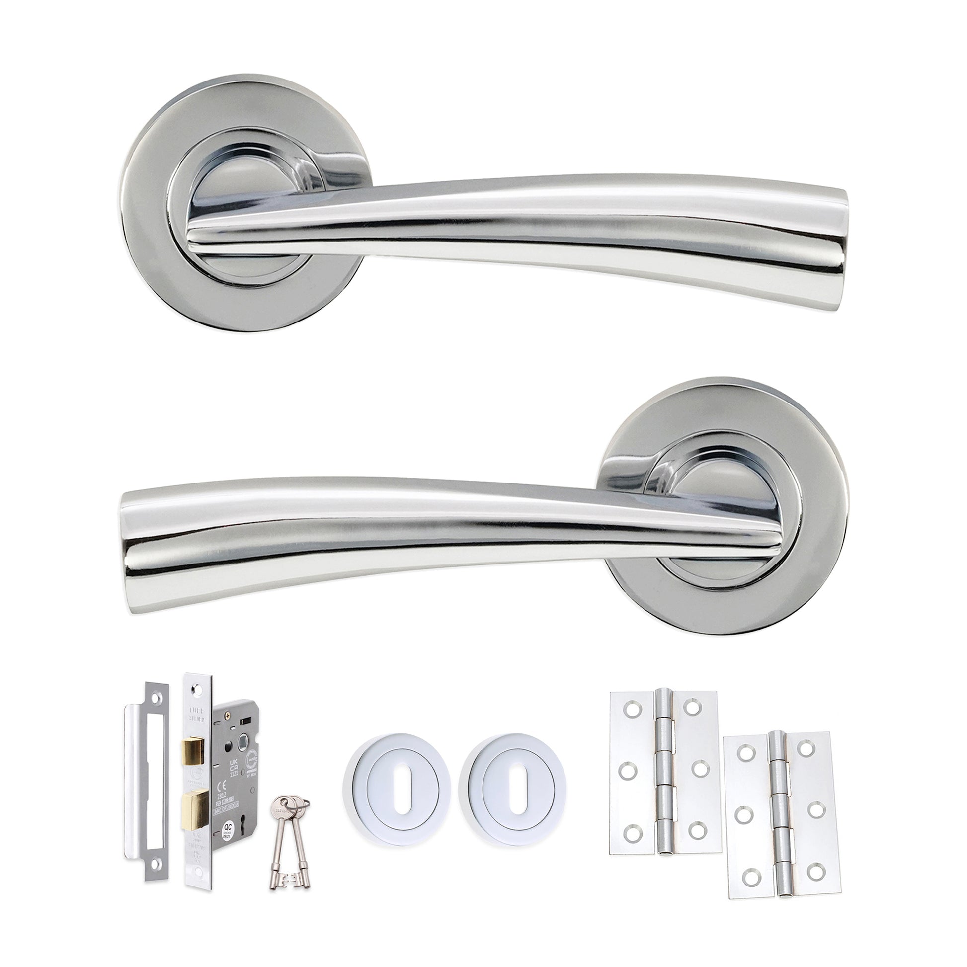 Polished Chrome Lever on Rose Lock Pack Home Decor   